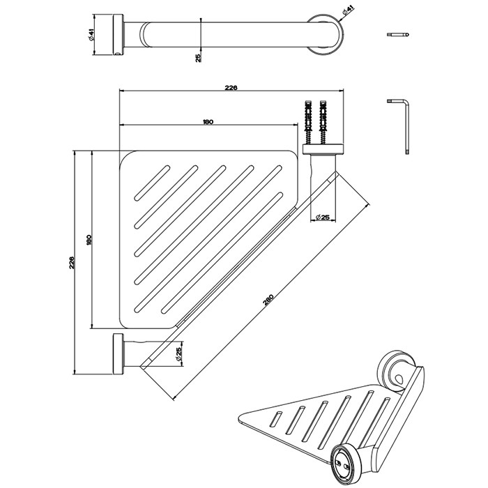 Gessi Полка для ванны или душа, Emporio accessories, 38861#031 цвет: хром