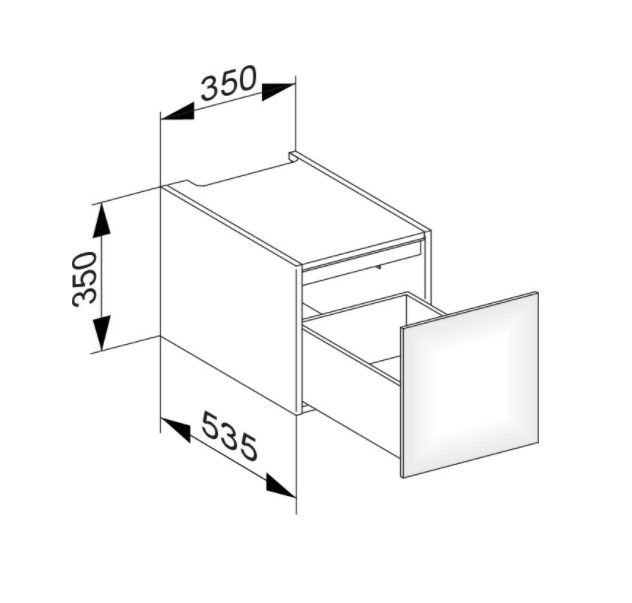 Keuco модуль нижнего шкафа для встройки снизу, с одним выдвижным ящиком, с внутренней светодиодной подсветкой, edition 11, антрацит арт. 31310 390100