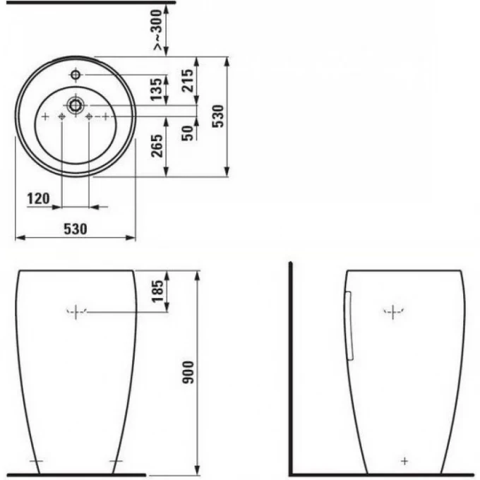 LAUFEN раковина напольная 53х53, IL BAGNO ALESSI - 8.1197.2.400.104.1