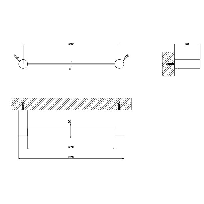 Gessi Полотенцедержатель, 30 см, подвесной, 316, 54797#707 цвет: brushed black metal pvd
