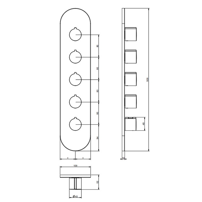 Gessi Смеситель для душа, встаиваемый, термостатический, Tondo, 43068#031 цвет: хром