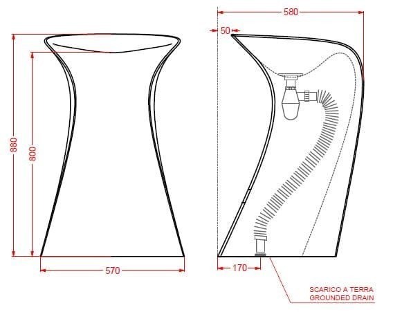 ArtCeram раковина (напольная), osl012 03 00 miss цвет: черный глянцевый