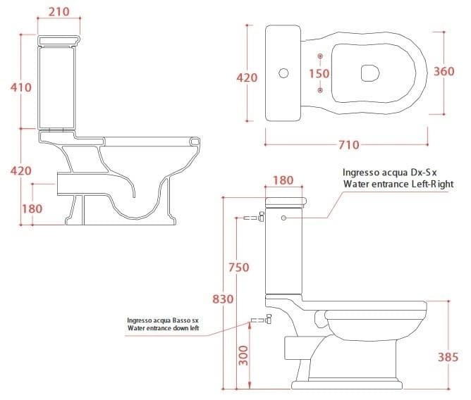 ArtCeram унитаз напольный (компакт | моноблок), hev004 03 00 hermitage цвет: черный глянцевый