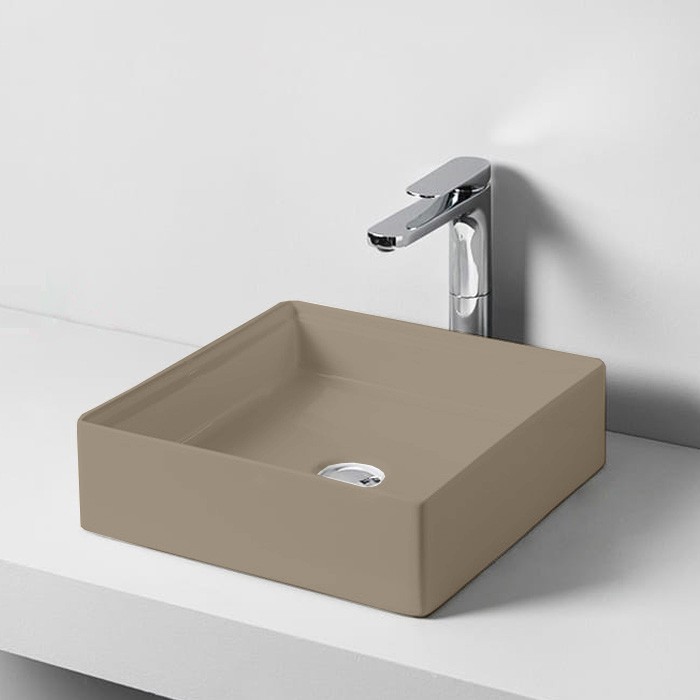 Раковина 38х38 см, без отв., накладная, без слив-перелива, Artceram Scalino, SCL001 22 00 цвет: кремовый