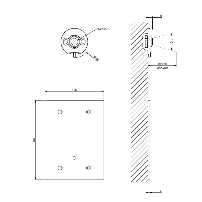 Gessi Управления для настенного излива с кран-фильтром для регулировки температуры и напора (отрыт 15сек), Inciso, 58019#031 цвет: хром