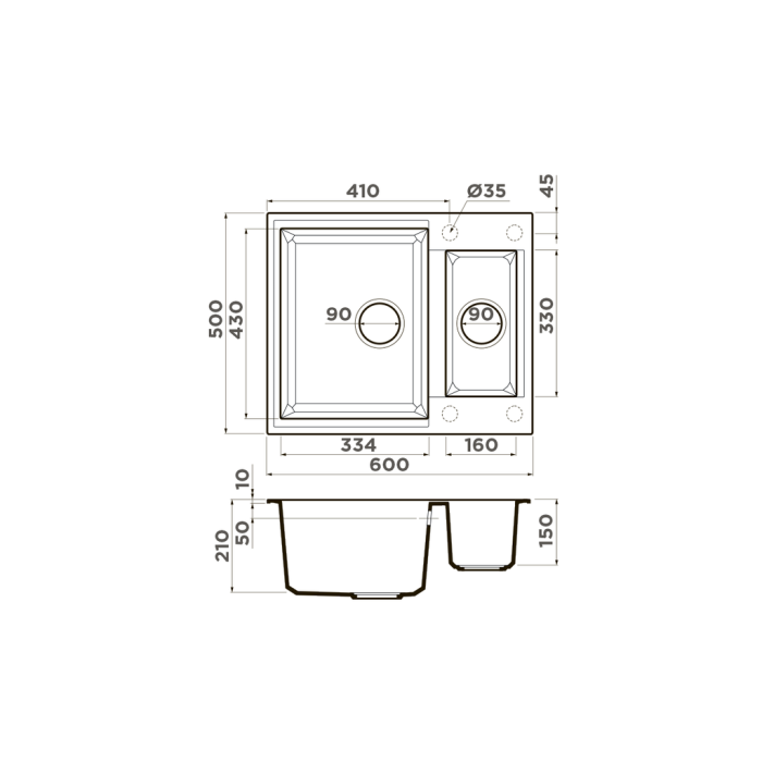 Omoikiri кухонная мойка Sakaime 60-2, бежевый арт. 4993910