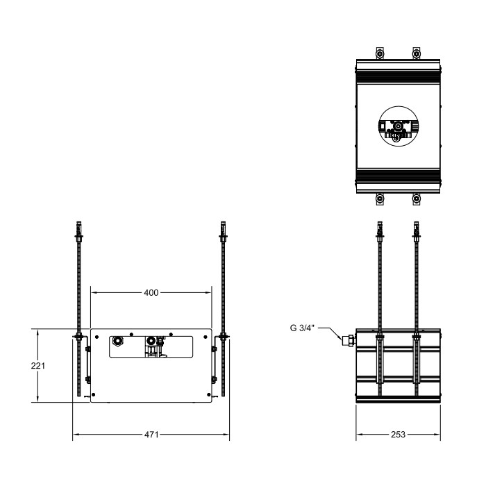 Gessi Профиль линейный 250 мм, для 1 модуля, установка Easy-Fix, Binario, 61121#299 цвет: black xl