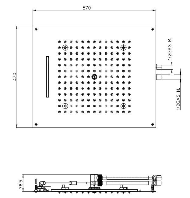 Bossini верхний душ 2 режима с rgb хромотерапией, dream, хром арт. h38906.030