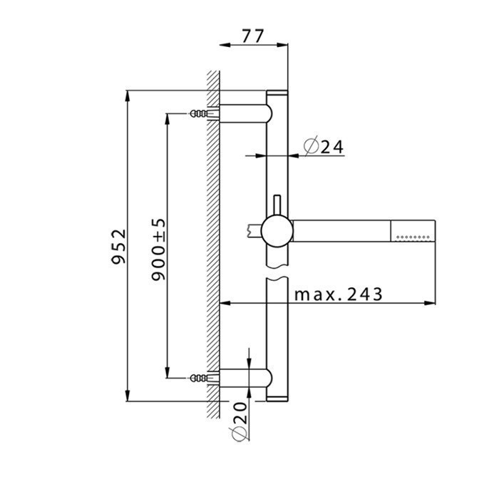 Cisal душевой гарнитур ds01072040 slim cisal, цвет: чёрный матовый
