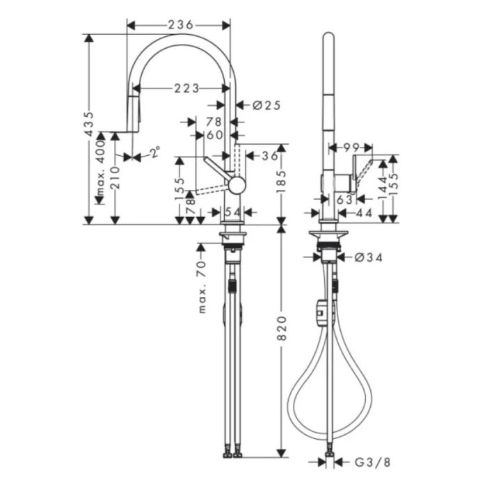 Hansgrohe смеситель для кухни, Talis M54, нержавеющая сталь арт. 72800800