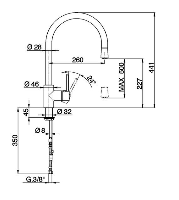 Cisal высокий смеситель для кухни с вытяжным изливом ll00157021 less new cisal, цвет: хром