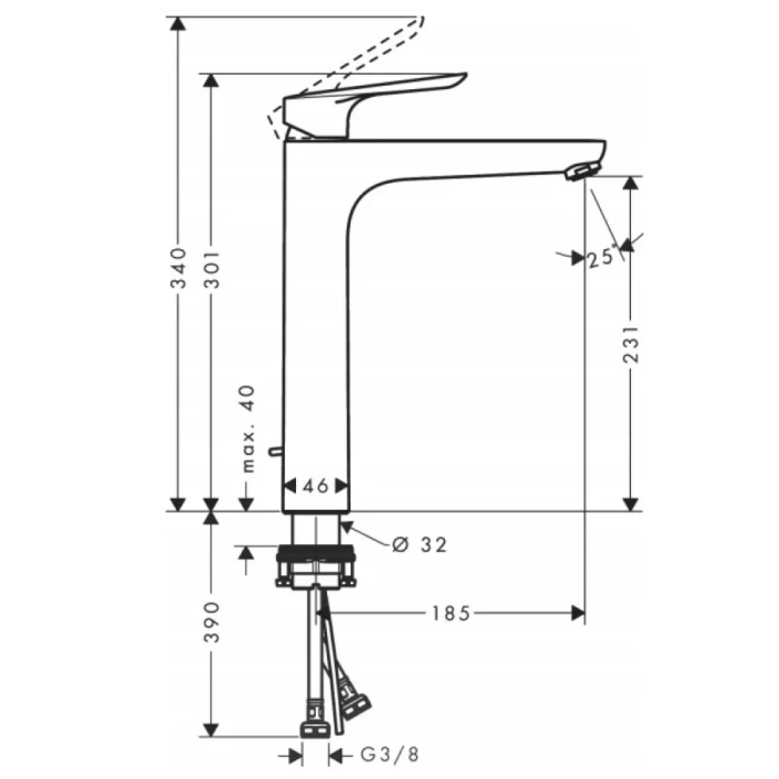 Hansgrohe смеситель для раковины с донным клапаном, Logis E, хром арт. 71162000