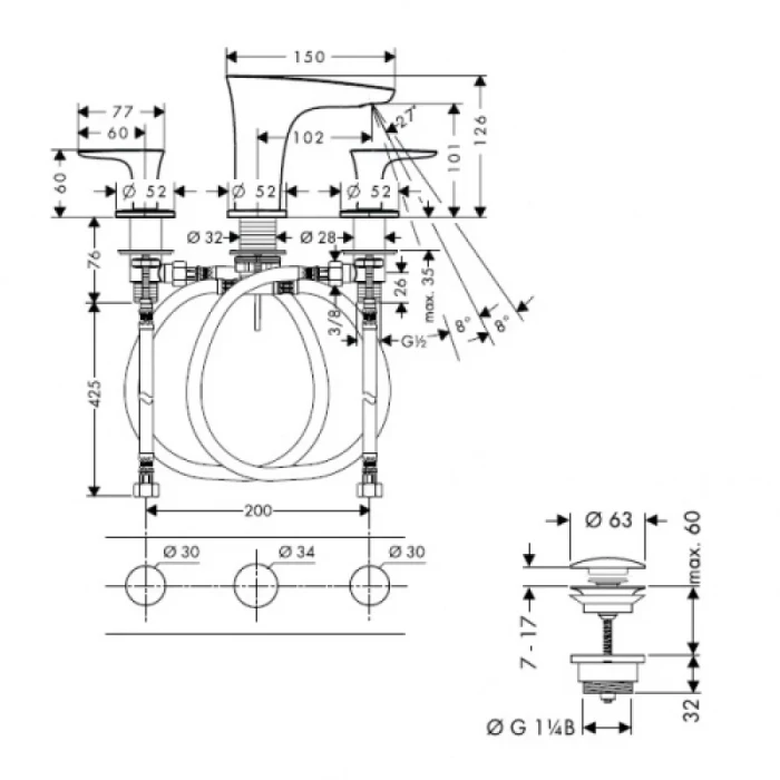 Hansgrohe смеситель для раковины, PuraVida, арт. 15073400