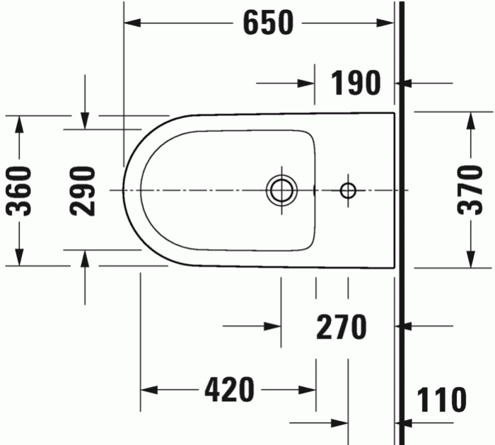 Duravit напольное биде 370 мм х 650 мм, c отверстием под смеситель, с переливом, с креплением, d-neo, 2294100000 цвет: белый