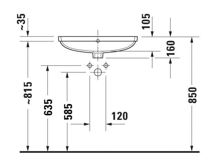 Duravit раковина встраиваемая снизу 550 мм, с переливом, no.1, 03955500282 цвет: белый