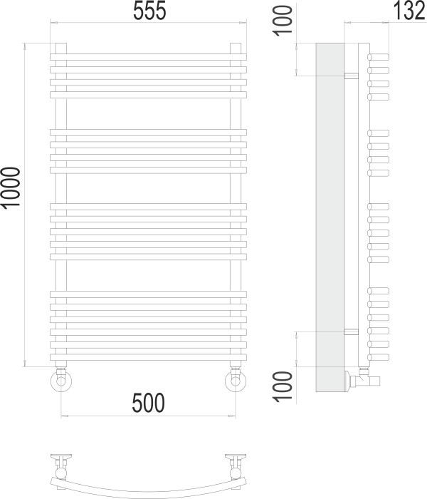 Terminus водяной полотенцесушитель марио п19 500х1000, люкс арт. 4670078530745