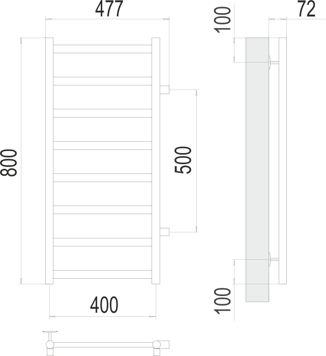 Terminus водяной полотенцесушитель аврора п8 400х800 бп500, эконом арт. 4670078529909
