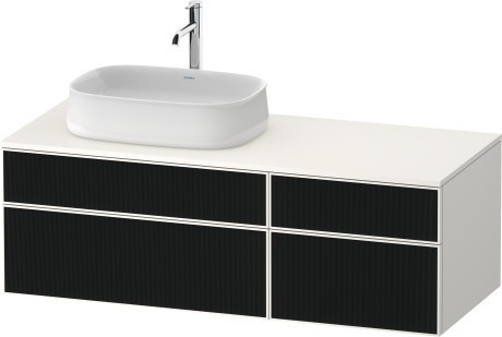 Duravit тумба подвесная с вырезом под раковину слева 550 мм х 1300 мм х 442 мм, zencha, ze4826063840000 цвет: чёрное стекло/белый суперматовый