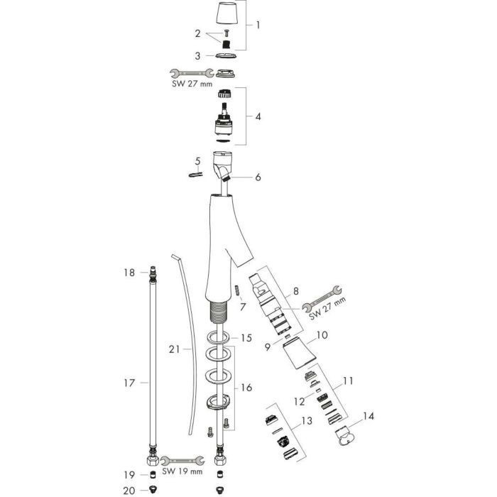 AXOR смеситель для раковины, Starck Organic, никель арт. 12010820