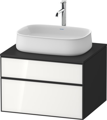 Duravit тумба подвесная с вырезом под раковину 550 мм х 650 мм х 442 мм, zencha, ze4820064800000 цвет: белое стекло/графит суперматовый