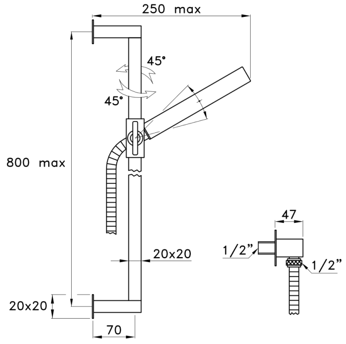 Stella душевой гарнитур, хром арт. bq03103cr00