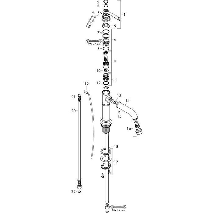 AXOR смеситель для раковины, Montreux, полированный черный хром арт. 16515330
