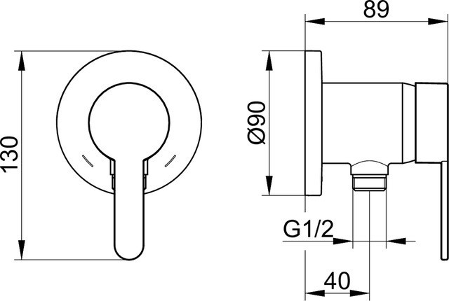 Keuco смеситель однорычажный для душа с выводом для шланга, с круглой розеткой, ixmo solo, черный матовый арт. 59552 370301