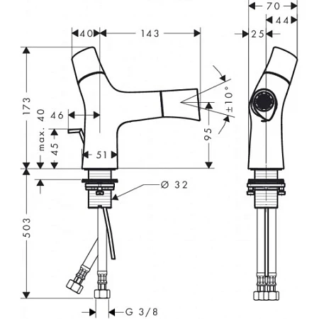 AXOR смеситель для биде, Starck Organic, хром арт. 12210000