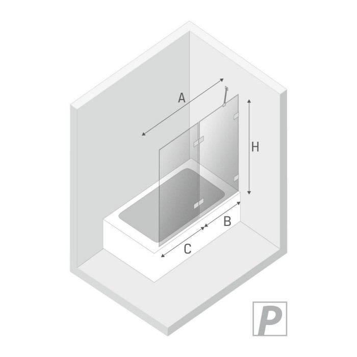 Шторка для ванны 130x150 r, New trendy Avexa white, белый арт. EXK-2979