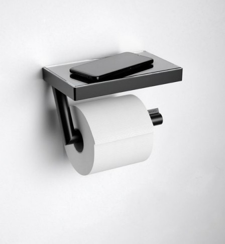 Keuco держатель для туалетной бумаги с полкой collection reva для рулонов шириной 120 мм, сollection reva, черный матовый арт. 12873 379000