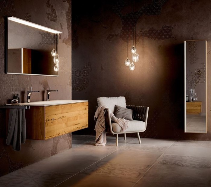 Keuco тумба под умывальник, 1050х650х535 мм отверстие справа 2 ящика фасад из венецианского дуба, edition lignatur, арт. 33341 750212