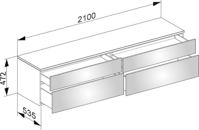 Keuco тумба боковая подвесная с четырьмя выдвижными фронтальными ящиками, edition 400, трюфель арт. 31773 140000