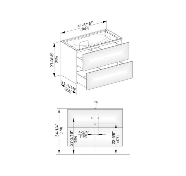 Keuco тумба подвесная под раковину с двумя выдвижными фронтами, с внутренней светодиодной подсветкой, edition 11, трюфель арт. 31352 370100