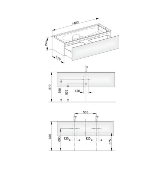 Keuco тумба подвесная под раковину с одним выдвижным фронтом, с внутренней светодиодной подсветкой, edition 11, черный арт. 31361 570100