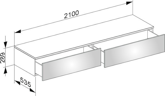 Keuco тумба боковая подвесная с двумя выдвижными фронтальными ящиками, edition 400, кашемир арт. 31771 450000
