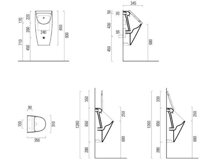 GSI Писсуар настенный с отверст. для крышки, матовый, Color-elements - 909809