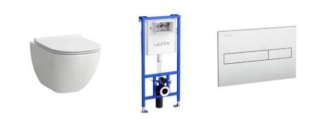 LAUFEN комплект унитаз безободковый, система инсталляции с кнопкой смыва, PACK PRO - 6.2071.2.007.000.3