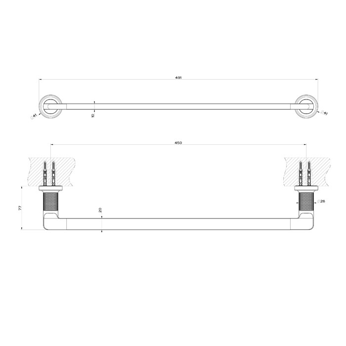 Gessi Полотенцедержатель, 45 см. подвесной, Inciso, 58500#299 цвет: black xl