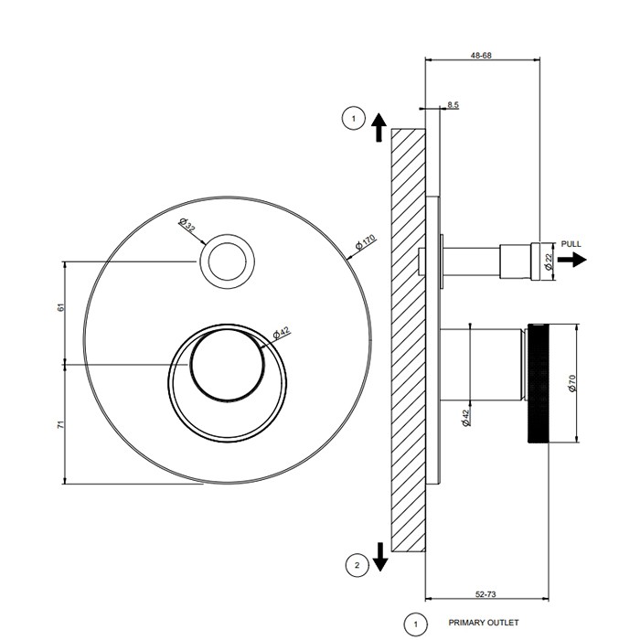 Gessi Смеситель для душа, встраиваемый, на 2 выхода, (внешние части), Anello, 63377#299 цвет: black xl