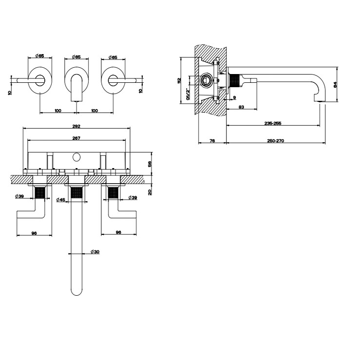 Gessi Смеситель для раковины, встраиваемый, Inciso, 58092#031 цвет: хром