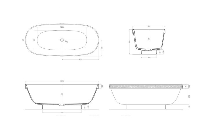 Salini ванна отдельностоящая 179x79, greca, 103021m цвет: матовый белый