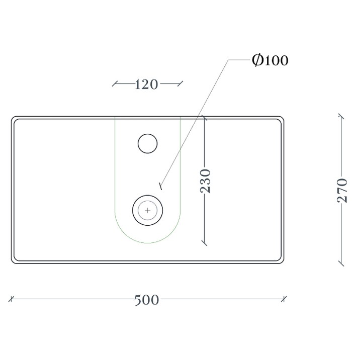 Раковина накладная 50х27см, с 1 отв., Artceram Scalino, SCL006 01 00 цвет: белый