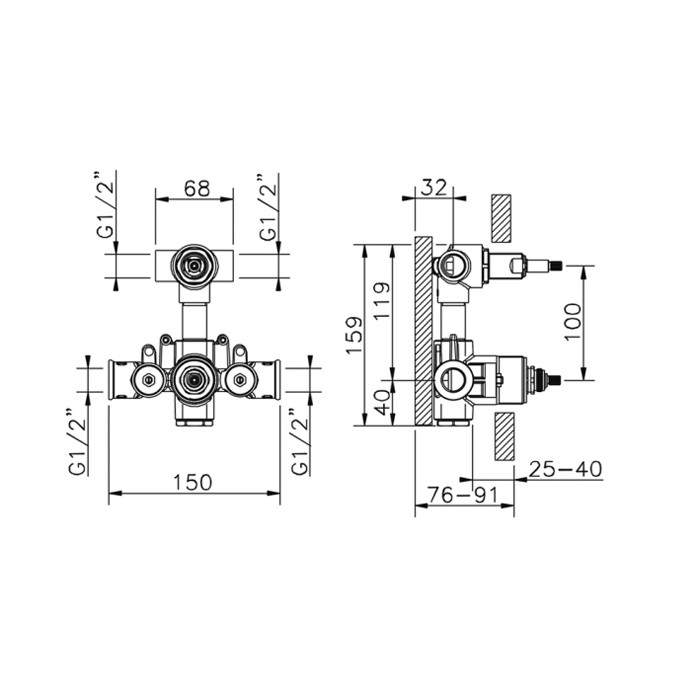 Встраиваемая часть термостатического смесителя с переключателем на 2 положения Cisal арт. ZA01910104