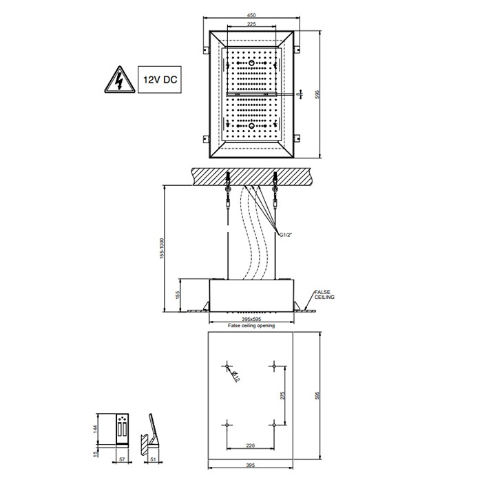 Gessi Верхний душ 30х50см., потолочный, режимы: троп.ливень, водопад, распыление, хромот., пульт упр., Afilo, 57409#279 57010#238 цвет: блестящая сталь