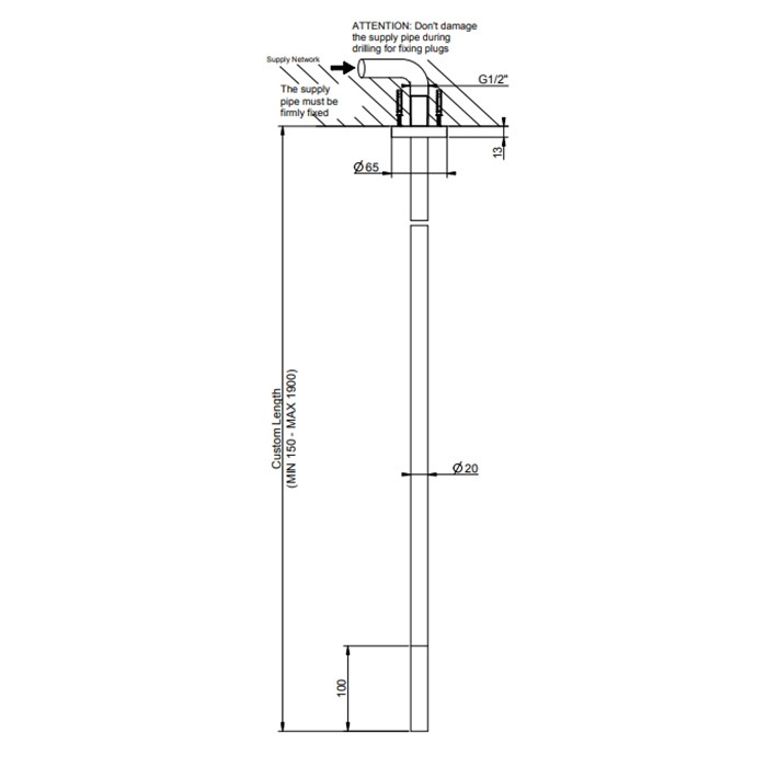 Gessi Излив потолочный, для удаленного управления, длина под заказ(36.5-190см), 316, 54096#299 цвет: black