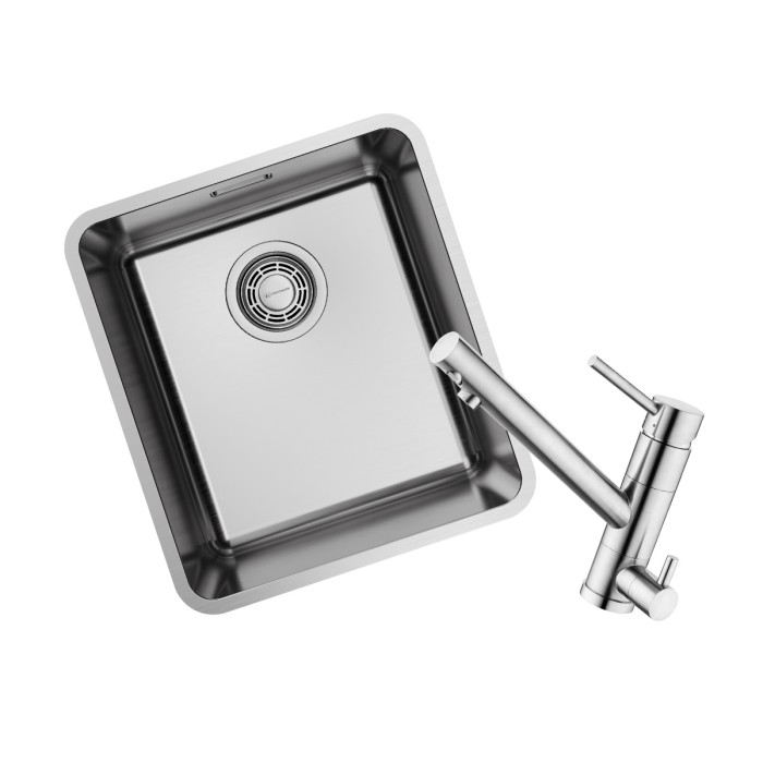 Omoikiri комплект мойка+смеситель Omi 37-U/I-IN Ultra + Tonami-BN, нержавеющая сталь арт. 7399.4018