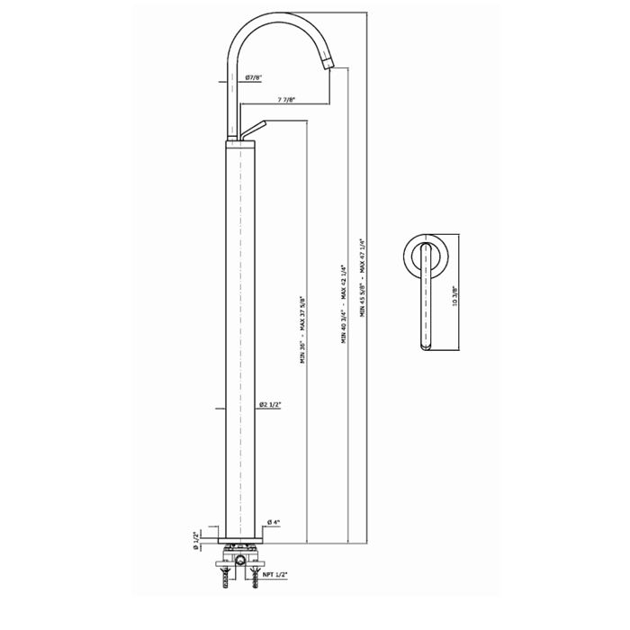 Zucchetti свободностоящий однорычажный смеситель, isystick, хром арт. zp1630 r99797