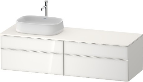 Duravit тумба подвесная с вырезом под раковину слева 550 мм х 1600 мм х 442 мм, zencha, ze4824l64840000 цвет: белое стекло/белый суперматовый
