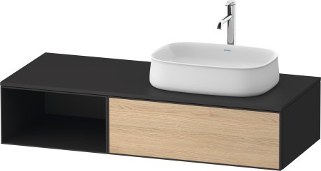 Duravit тумба подвесная с вырезом под раковину справа 550 мм х 1300 мм х 281 мм, zencha, ze4819030800000 цвет: натуральный дуб/графит суперматовый