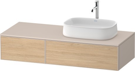 Duravit тумба подвесная с вырезом под раковину справа 550 мм х 1300 мм х 281 мм, zencha, ze4817030830000 цвет: натуральный дуб/серо-коричневый суперматовый